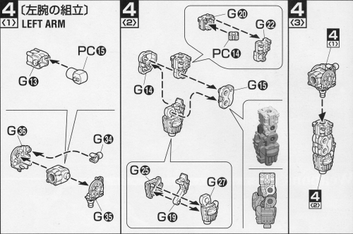 シャア専用ザクⅡの説明書「工程４－１～３」の画像