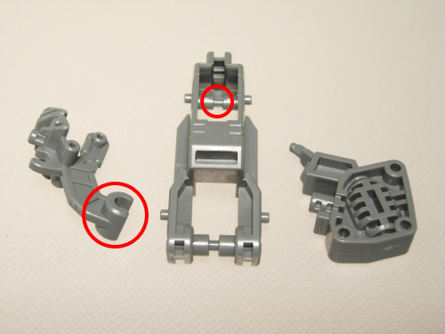 下脚の内部メカの制作で使用するパーツ