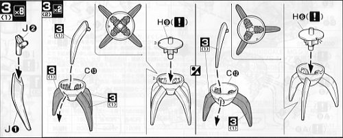 シャア専用ズゴック（ＭＳＭ－０７Ｓ）の取扱説明書「工程３－１,２」の画像